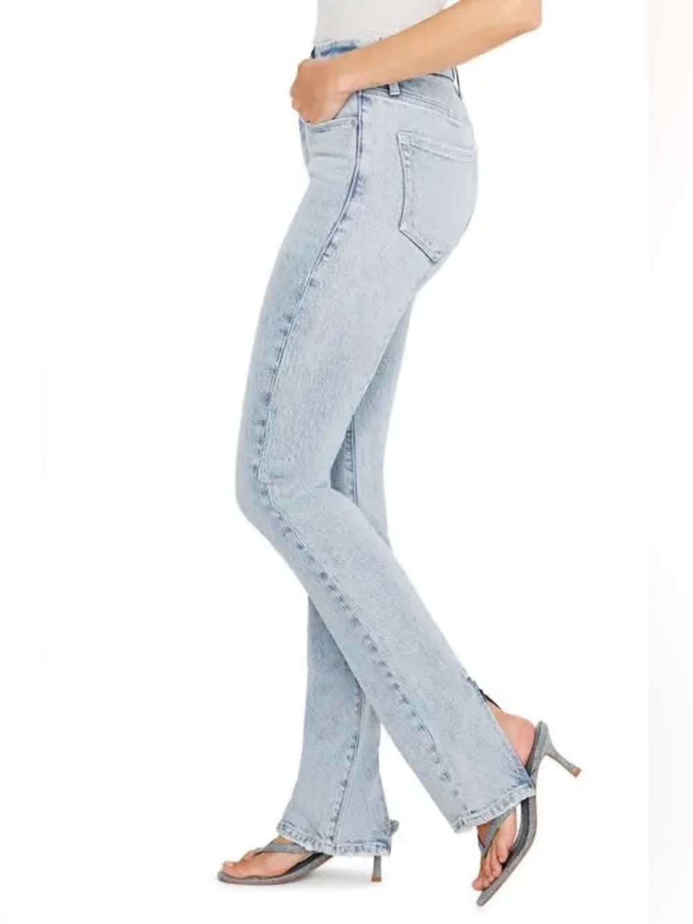 GOOD AMERICAN Good Classic Stacked Zip Hem Skinny Jeans in Indigo Size 14/32